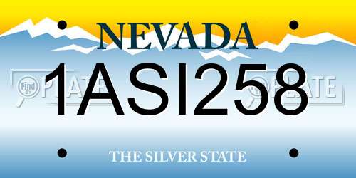 1ASI258 Nevada License Plate