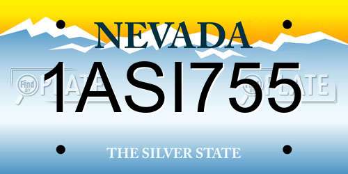 1ASI755 Nevada License Plate