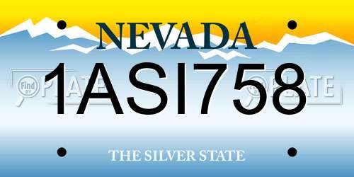 1ASI758 Nevada License Plate