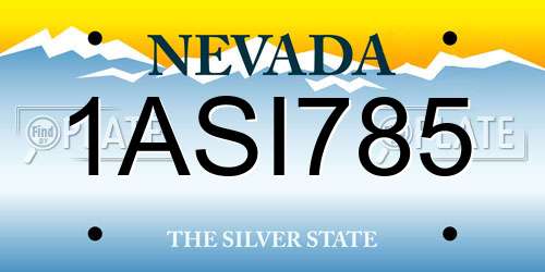 1ASI785 Nevada License Plate