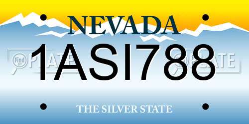 1ASI788 Nevada License Plate