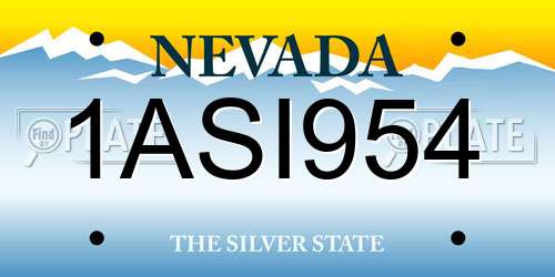 1ASI954 Nevada License Plate