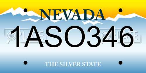 1ASO346 Nevada License Plate