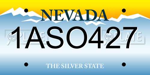 1ASO427 Nevada License Plate