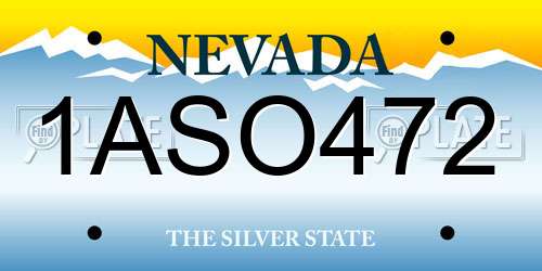 1ASO472 Nevada License Plate