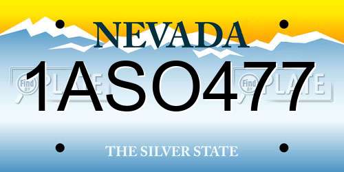 1ASO477 Nevada License Plate