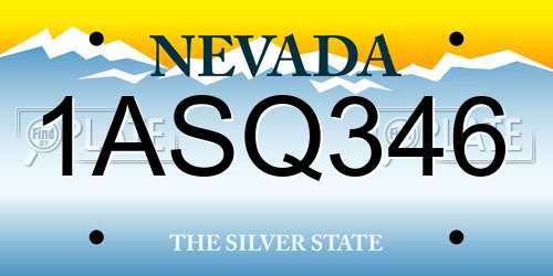1ASQ346 Nevada License Plate