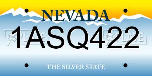 1ASQ422 Nevada License Plate