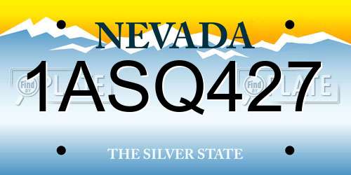 1ASQ427 Nevada License Plate