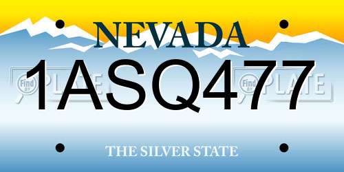 1ASQ477 Nevada License Plate