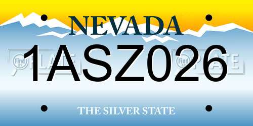 1ASZ026 Nevada License Plate