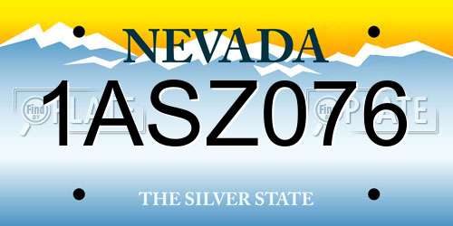 1ASZ076 Nevada License Plate