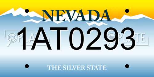 1AT0293 Nevada License Plate