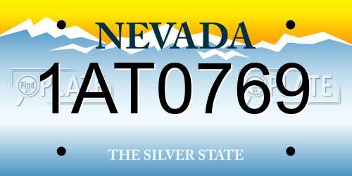 1AT0769 Nevada License Plate