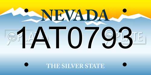 1AT0793 Nevada License Plate