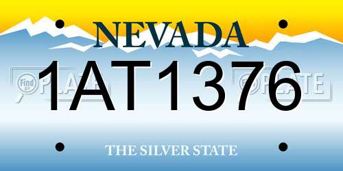 1AT1376 Nevada License Plate