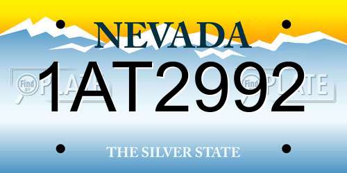 1AT2992 Nevada License Plate