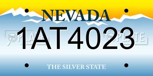 1AT4023 Nevada License Plate