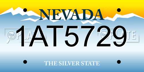 1AT5729 Nevada License Plate