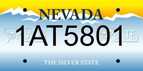 1AT5801 Nevada License Plate
