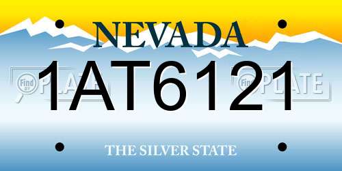 1AT6121 Nevada License Plate