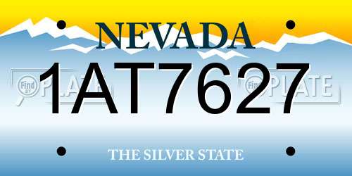 1AT7627 Nevada License Plate