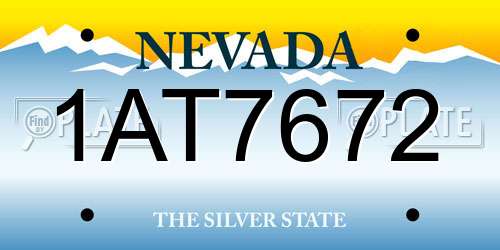 1AT7672 Nevada License Plate