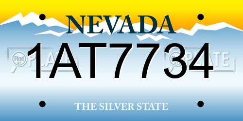 1AT7734 Nevada License Plate