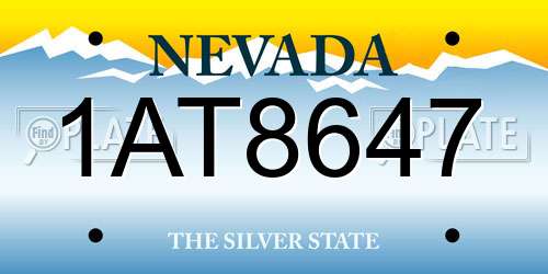 1AT8647 Nevada License Plate