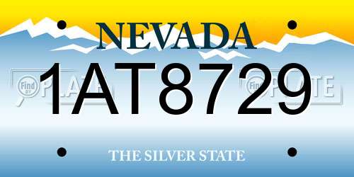 1AT8729 Nevada License Plate