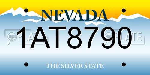 1AT8790 Nevada License Plate