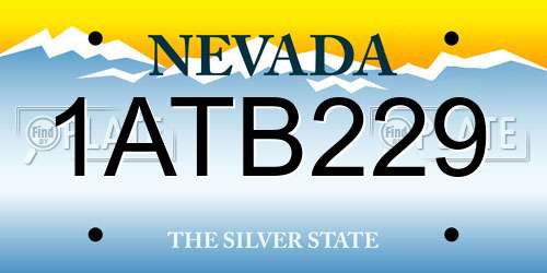 1ATB229 Nevada License Plate