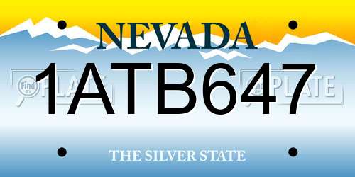 1ATB647 Nevada License Plate