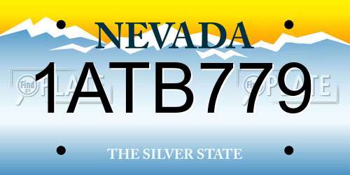 1ATB779 Nevada License Plate
