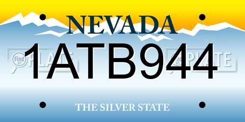 1ATB944 Nevada License Plate