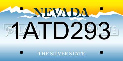 1ATD293 Nevada License Plate