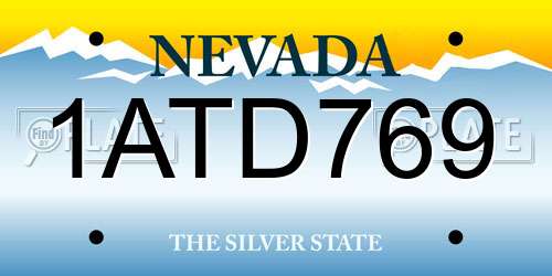 1ATD769 Nevada License Plate