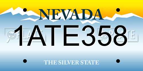 1ATE358 Nevada License Plate
