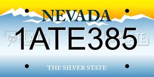 1ATE385 Nevada License Plate