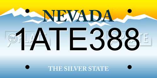 1ATE388 Nevada License Plate