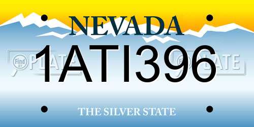 1ATI396 Nevada License Plate