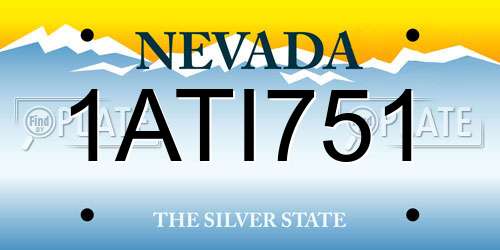 1ATI751 Nevada License Plate