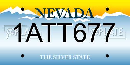 1ATT677 Nevada License Plate
