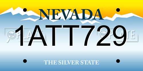 1ATT729 Nevada License Plate