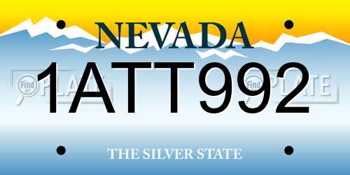 1ATT992 Nevada License Plate