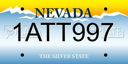 1ATT997 Nevada License Plate