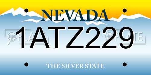 1ATZ229 Nevada License Plate