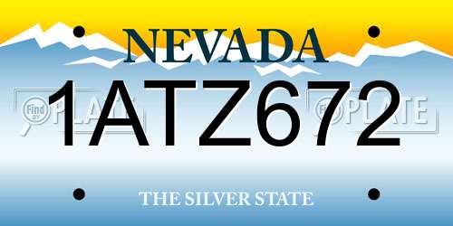 1ATZ672 Nevada License Plate