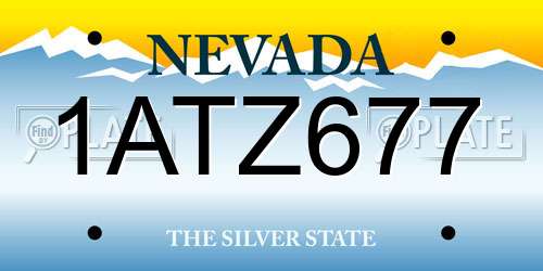 1ATZ677 Nevada License Plate