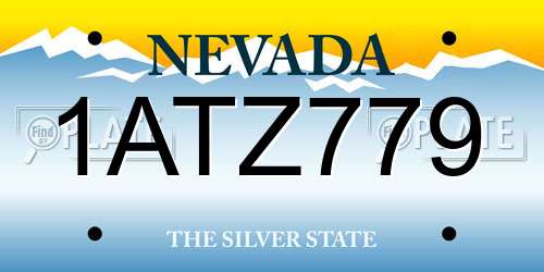 1ATZ779 Nevada License Plate